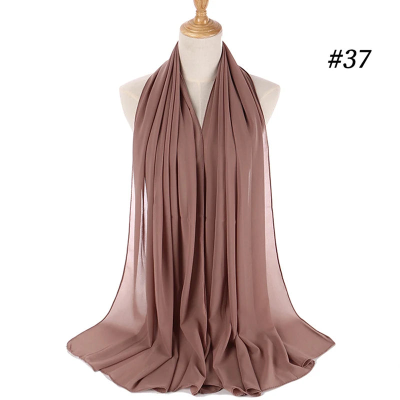 Muslim Chiffon Hijab Women Bubble Chiffon Scarf For Women Ladies Veil Muslim Islam Solid Color Malaysia Musulman Wrap Scarves