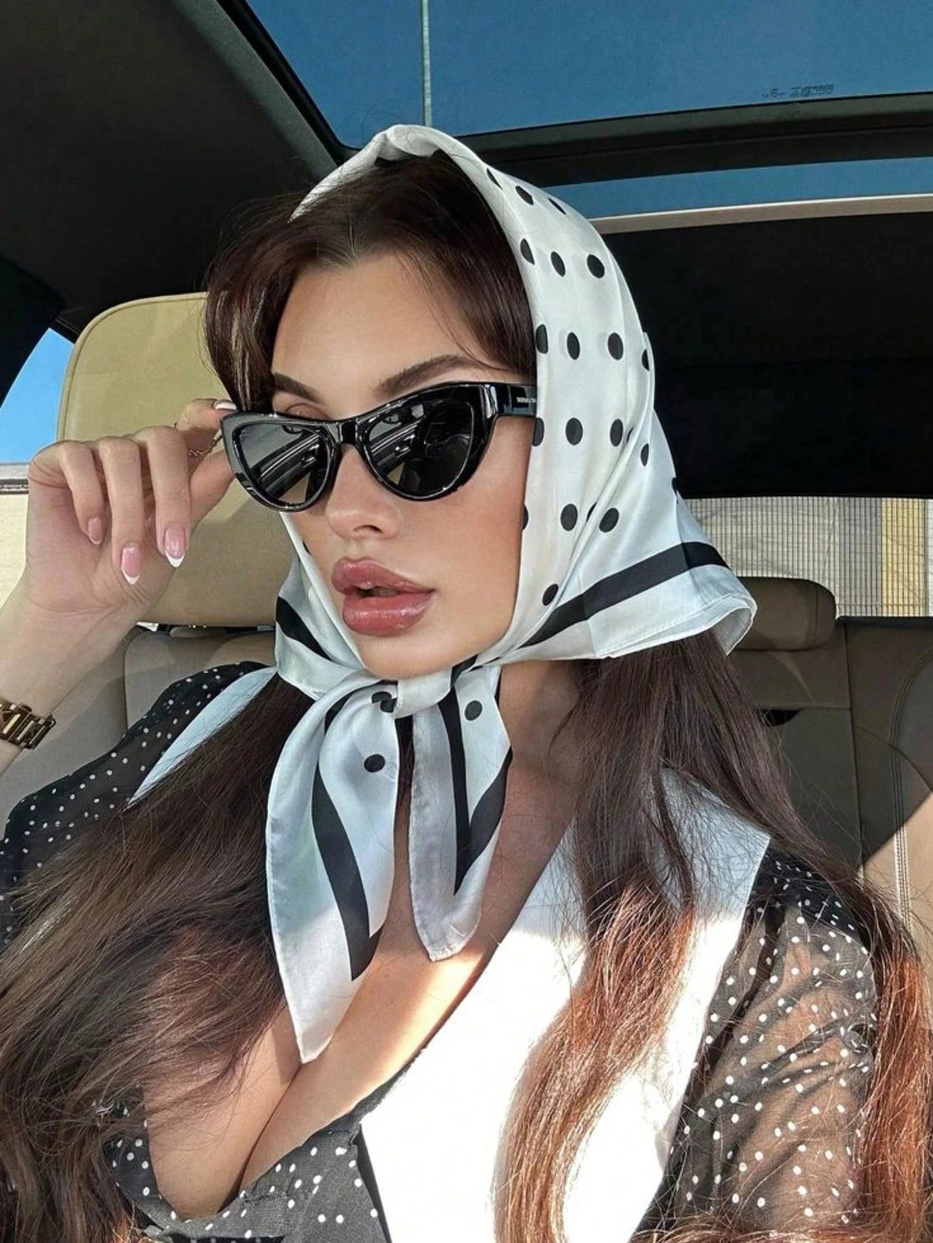 Lady Hair Dot Scarf Female Silk Square Scarves Head Wraps for Women Bandana Fashion Foulard Shawls Female Neckerchief Summer