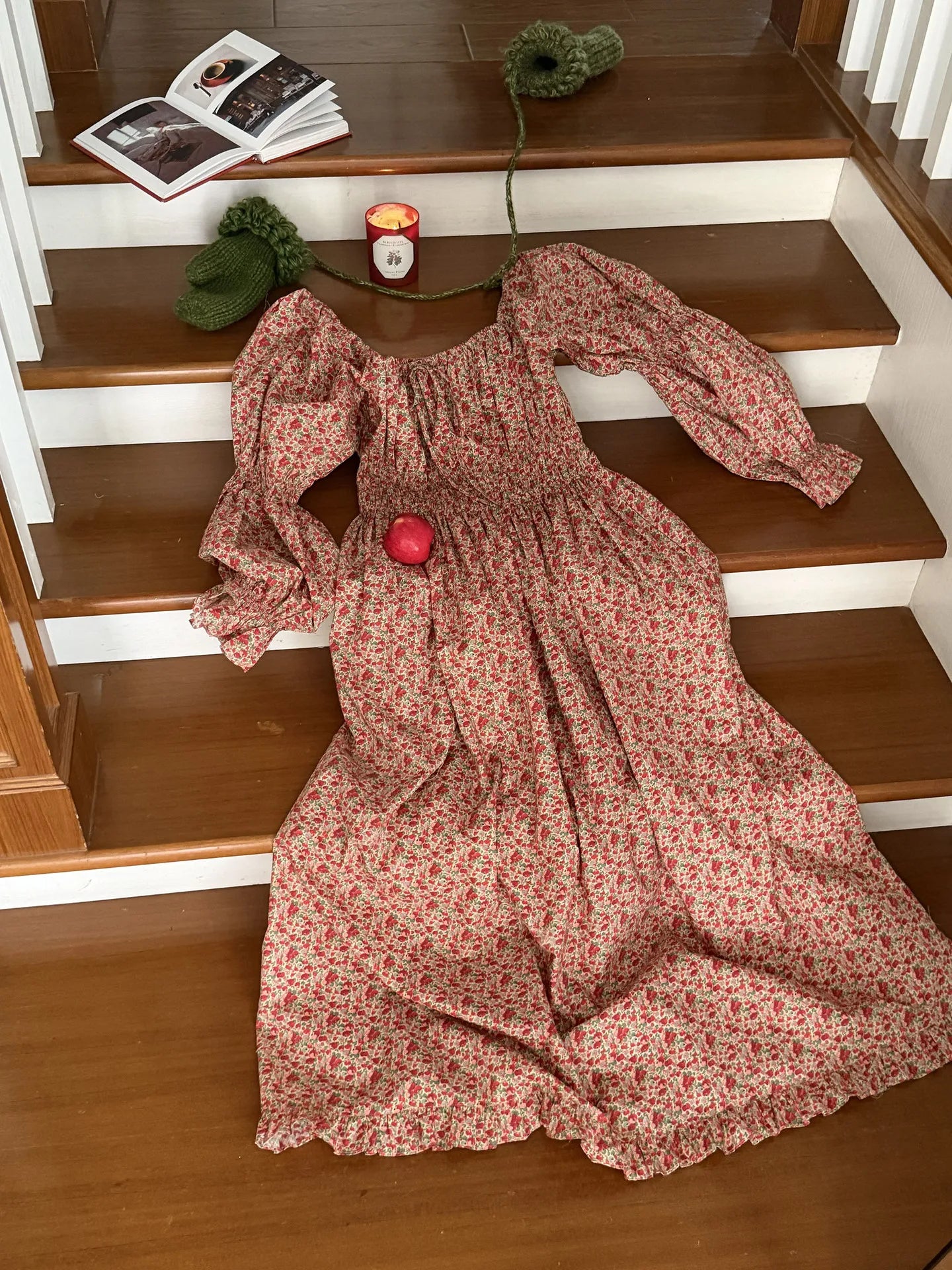 100% Pure Cotton Nightgown Women 2026 New Arrival Spring Summer Vintage Retro Floral Printing Lengthened Nightdress Loungewear