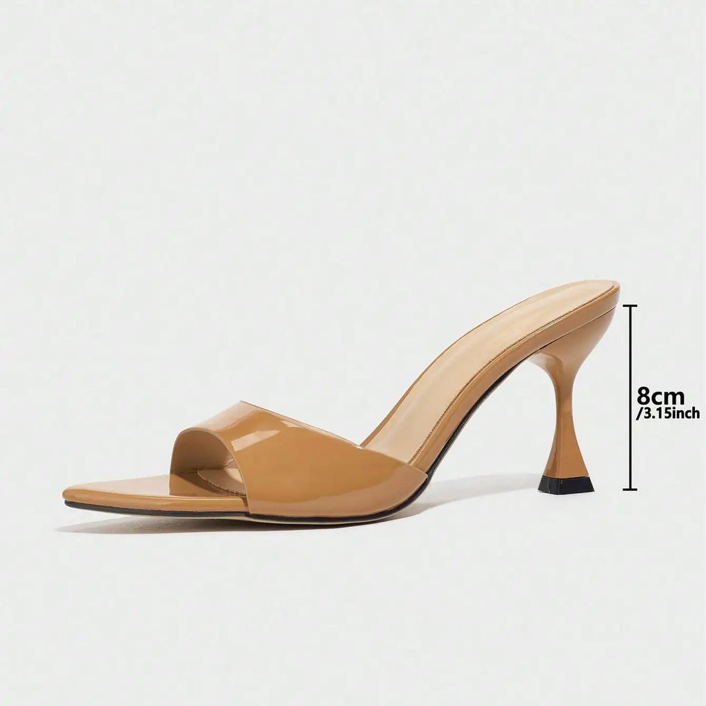 New Ladies Pointed Toe Mirror Surface Sandals High Heels Coffee Brown Strap Thin High Heel slippers Women 2026