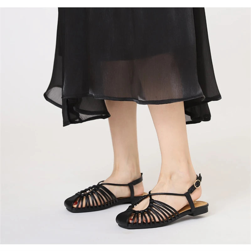 ZAROY Women Flat Sandals Summer Narrow Band Roman Shoes Casual Plus Size Brand Designer Banquet Beach Gladiator Sandalias Zapato