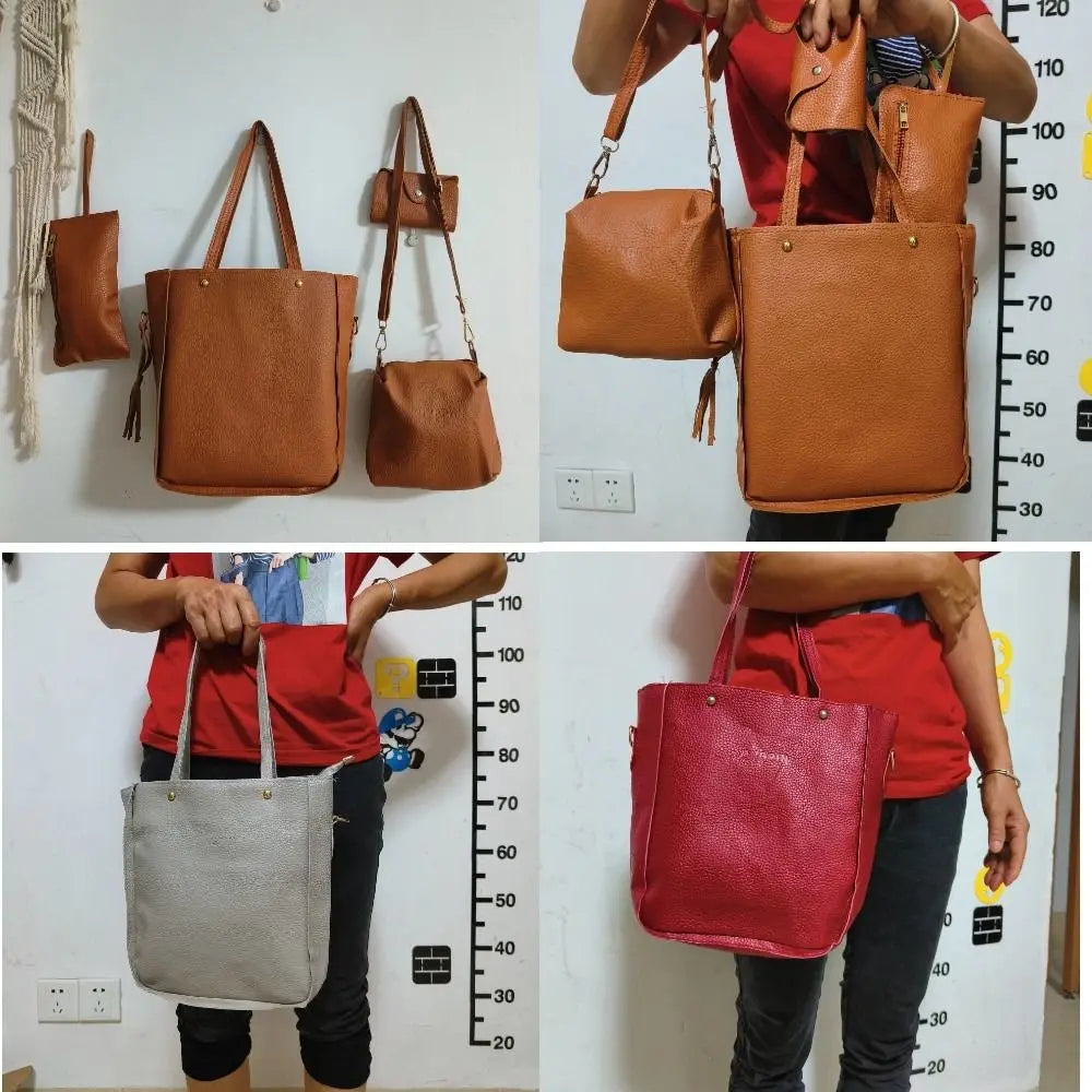 4Pcs/set Crossbody Bags Women Bag Set Pattern Leather Shoulder Bags Purse Ladies PU Crossbody Bag