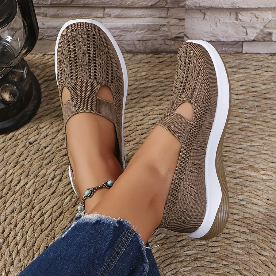 Womens Spring Summer Knit Slip On Sneakers Breathable Mesh Casual Shoes with Arch Support Machine Washable Multi Colors