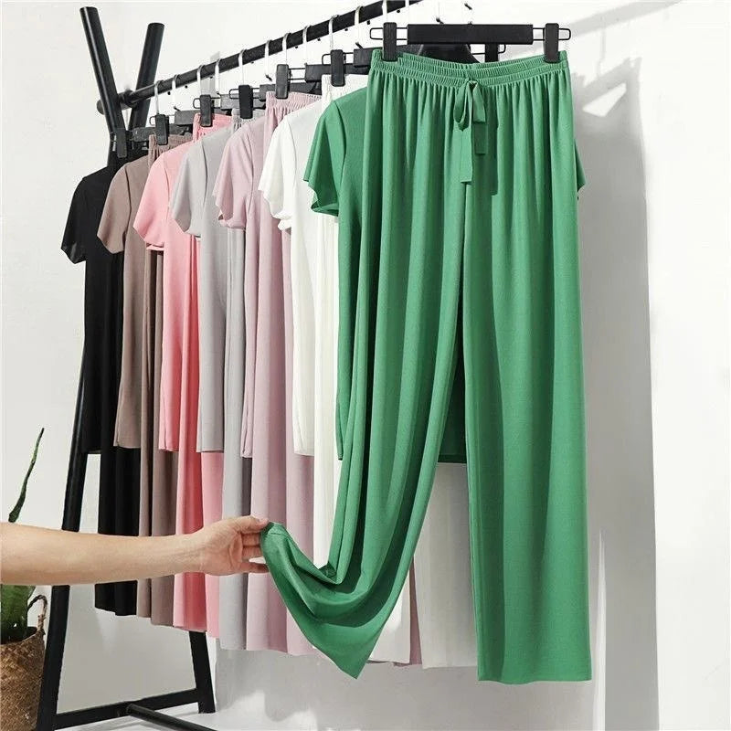 Women's Home Clothes Suit Of Lady House Summer Living Room Wear Autumn Loose Homewear Pants Two Piece Set For Women Cute Pajamas