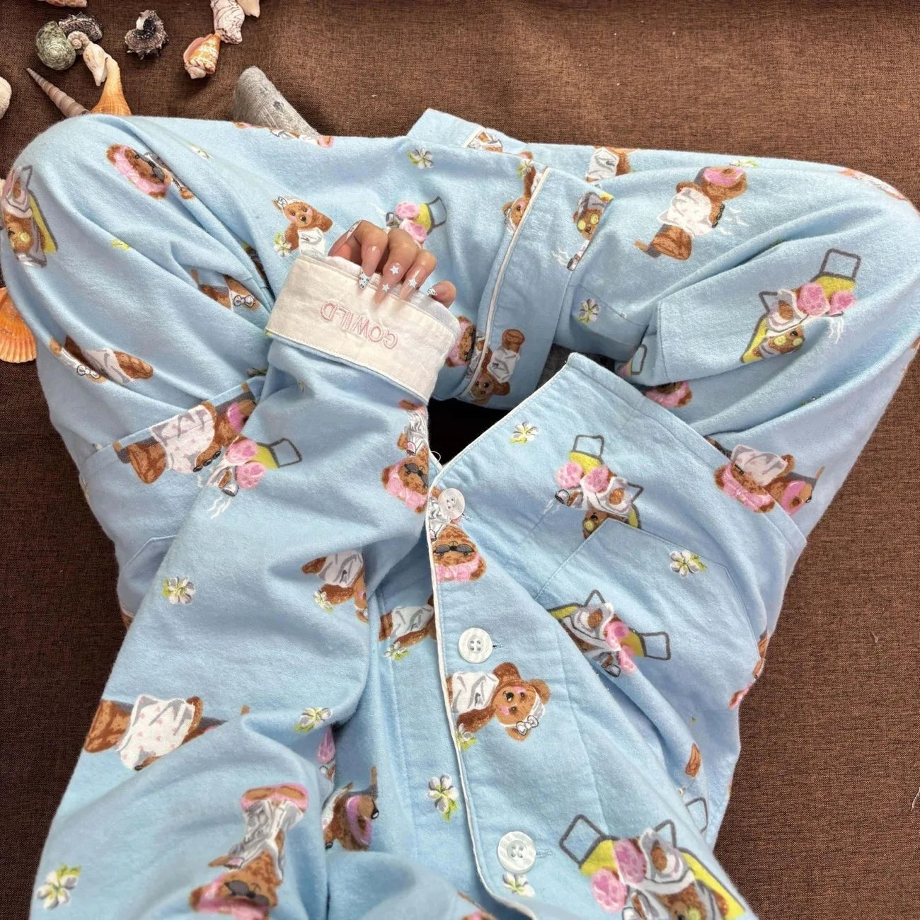 New Loungewear Women Spring Fall Slwwpwear 100% Cotton Floral Print Long Sleeve Pijamas Women 2 Pieces Home Suit Cat Cartoon