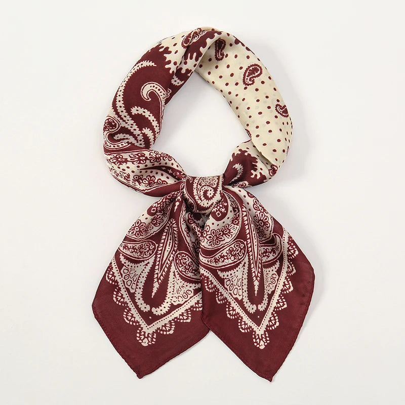 Luxury Women Silk Square Scarf Shawl Fashion Xiaoxiangfeng Print Design Satin Hijab Wraps Neckerchief Female Hair Bands 70*70CM