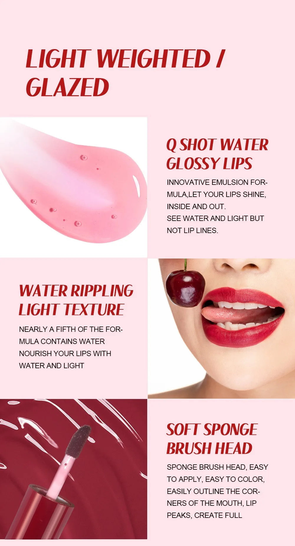 Fruit Juice Water Lip Gloss Liquid Long Lasting Blush Tint Makeup for Cheek Blusher Eyeshadow Matte Rouge 3-in-1 Dyed Cosmetics