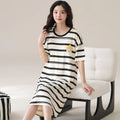 Women Modal Nightdress Small Flower Sleep Dress Short Sleeve Sleepshirt Ruffles Nightshirt Nightgown Sleepwear 4XL5XL Home Dress