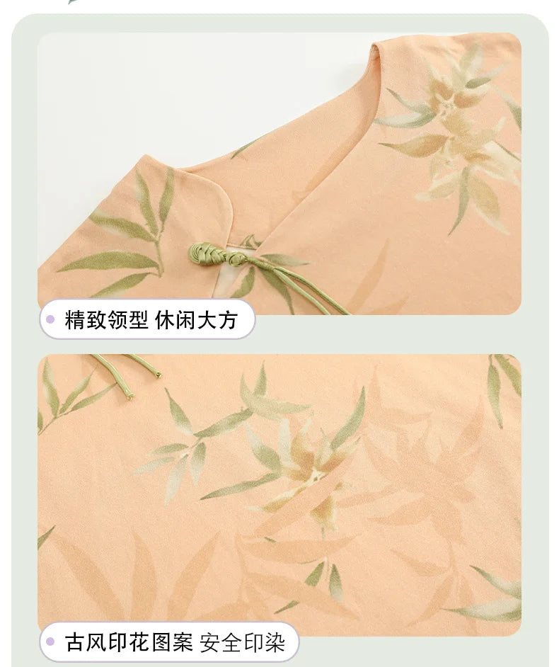 Gentle Floral Print Pajama Set Short Sleeve Top And Capri Pants Suit Vintage Women's Summer Sleepwear Loungewear Home Clothes