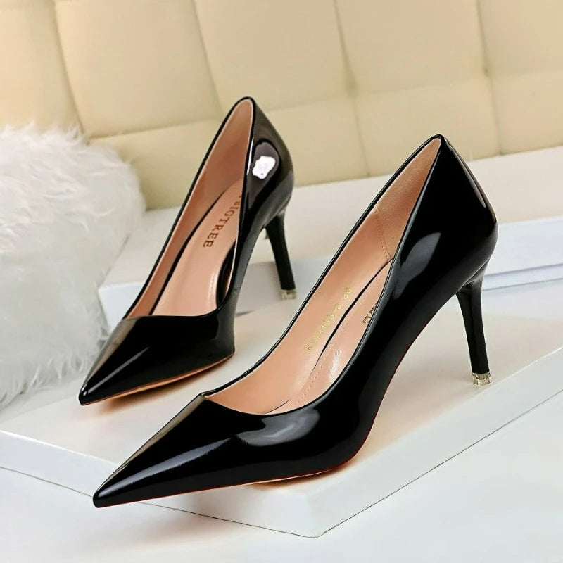 Women's Pumps Patent Leather High Heels Fashion Women Wedding Shoes Silver Gold Sparkly Shoes Stiletto 7.5cm 10.5cm Women Shoes