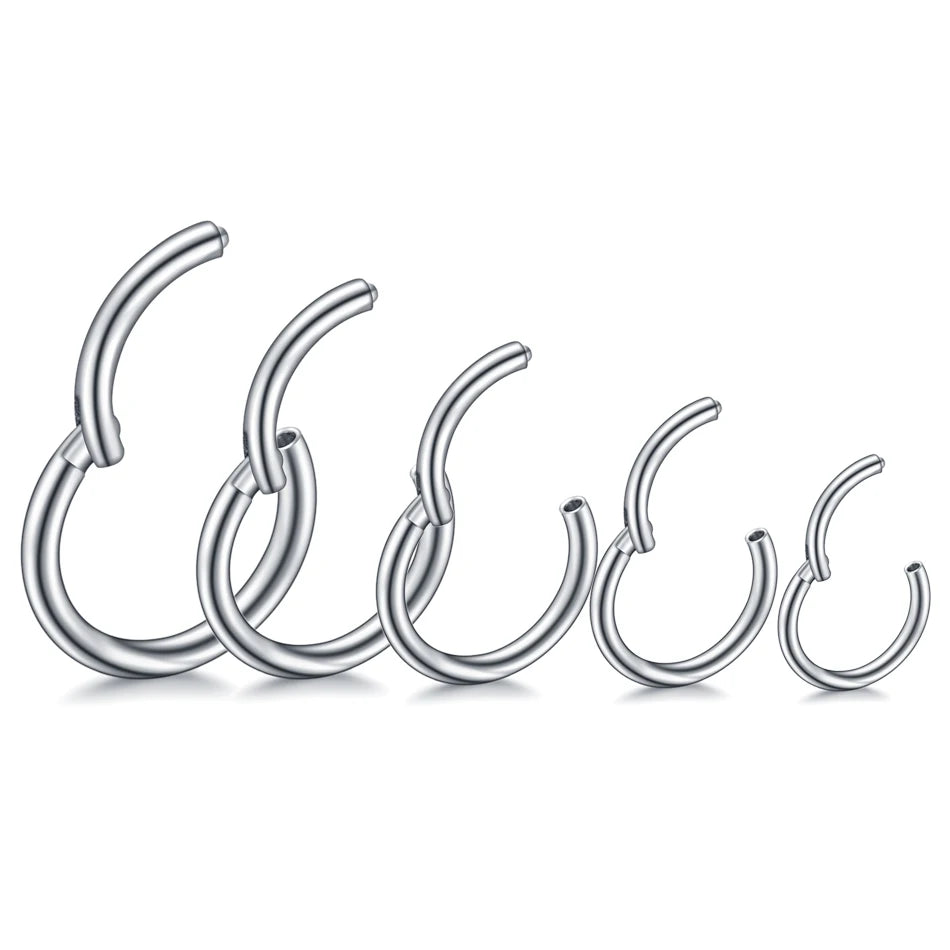 1PC Hinged Segment Nose Hoop Rings Women Surgical Steel Nose Rings Septum Clicker Ring Ear Daith Hoop Earring Piercing Jewelry