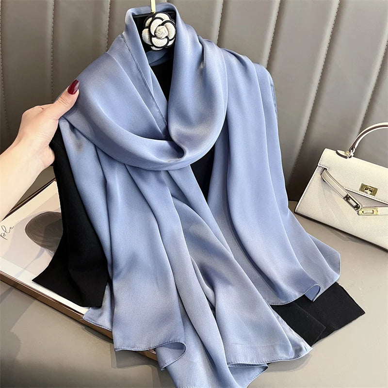 90*180cm Luxury Silk Scarf - Soft Smooth Women's Shawl, Hijab, Beach Wrap, Muffler