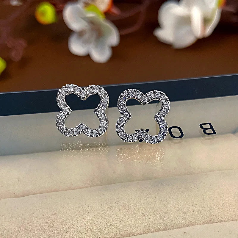 New Simple Hollow Four Leaf Clover Earrings for Women 2025 Trend Jewelry Gift for Her