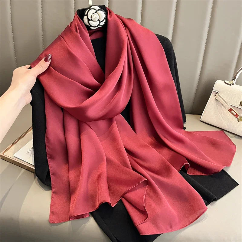 90*180cm Luxury Silk Scarf - Soft Smooth Women's Shawl, Hijab, Beach Wrap, Muffler