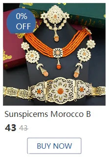 Sunspicems Moroccco Women Jewelry Set Gold Color Crystal Necklace Earring Set Algeria Wedding Jewelry Bride Drop Earring Choker