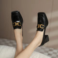 Square High Heels Loafers Women Autumn Chunky Platform Pumps Woman Slip on Black Jk Uniform Shoes Mary Janes Zapatillas Mujer