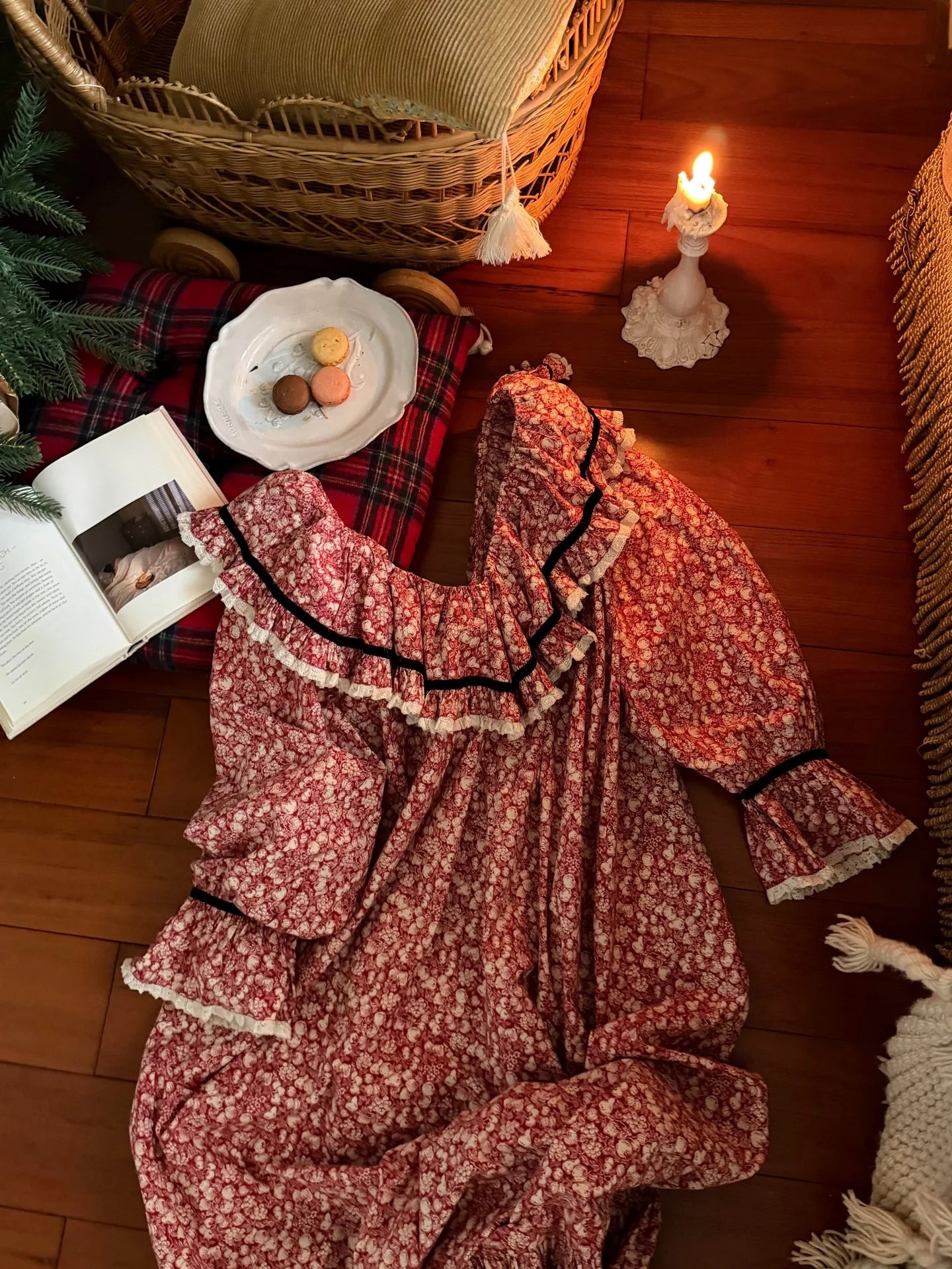 100% Pure Cotton Nightgown Women 2026 New Arrival Spring Summer French Retro Sweet Flower Printed Nightdress Loungewear