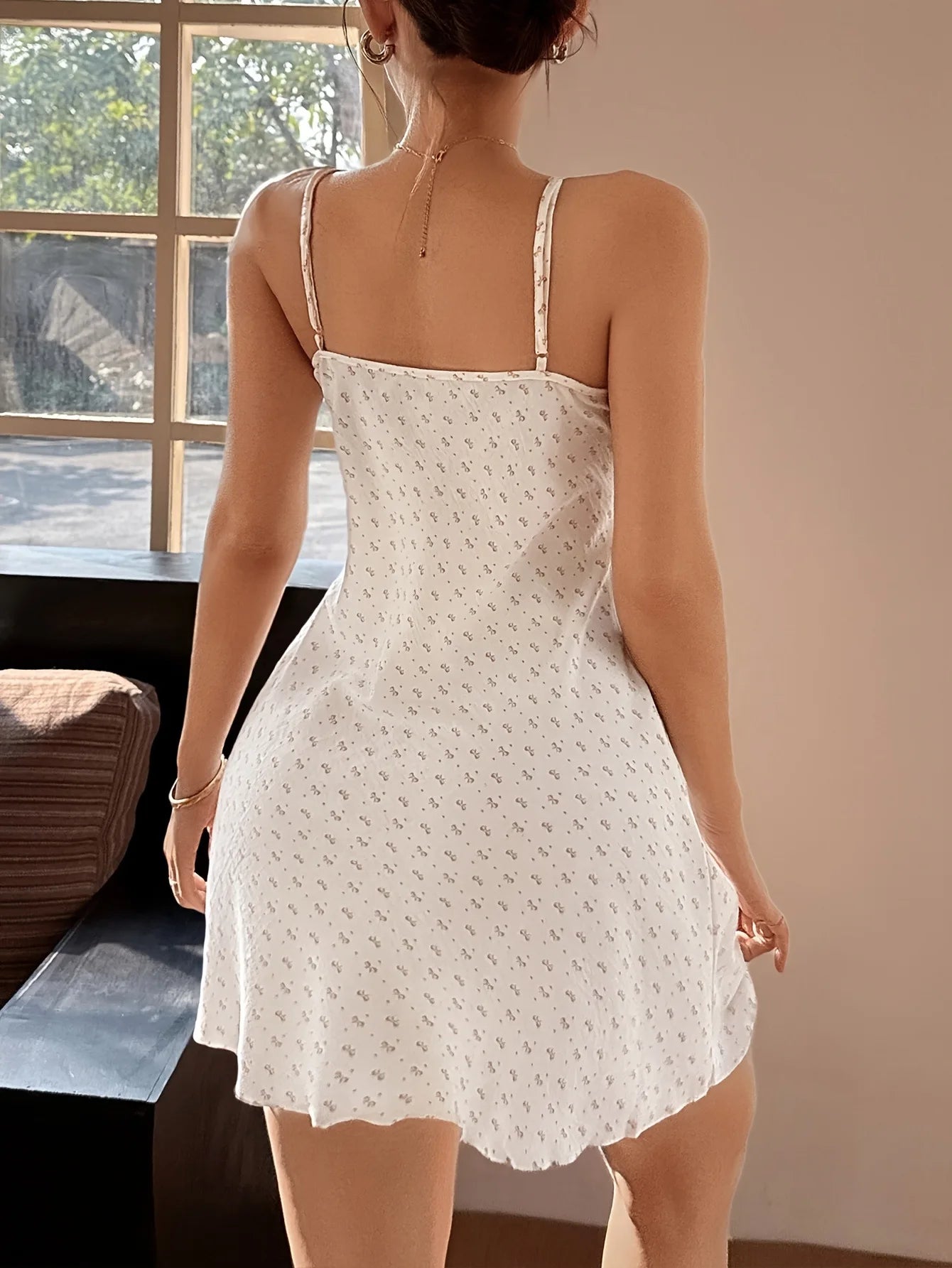 New Female Nightgown Home Dress Sexy Intimate Lingerie Suspender Nightdress Chemise Sleepwear Summer New Print Floral Loungewear