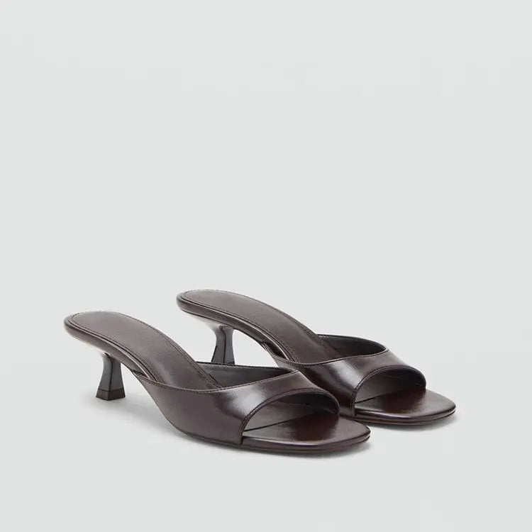 2026 New Summer Square Open Toe Women Slippers Concise Slip On Thick Heel Dress Shoes Outdoor Daily Wear Slides Shoes