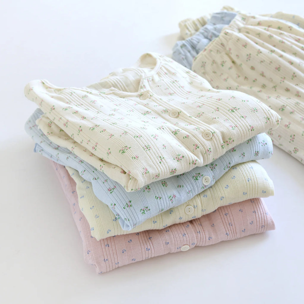 Summer Suit Short Sleeve Sleepwear Women's Cotton Floral Pyjamas Women Pajama Sets Two-Piece Nightwear Pijama Home Clothes