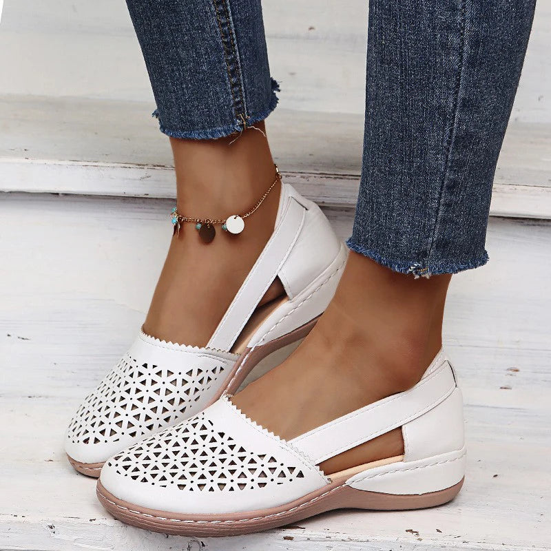 Women's Summer Flat Round Toe Sandals 2023 New Retro Button Sandals Comfy Mary Jane Comfortable Shoes for Women Plus Size 43