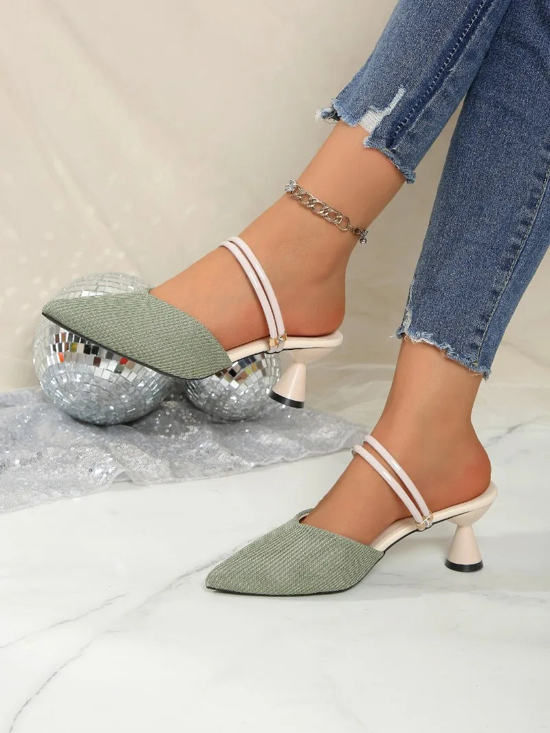 2025 Plus Size Women's Shoes Closed Toe Women's Slippers Elegant Dress Slippers Women Pointed Toe High Heels Modern Sandals