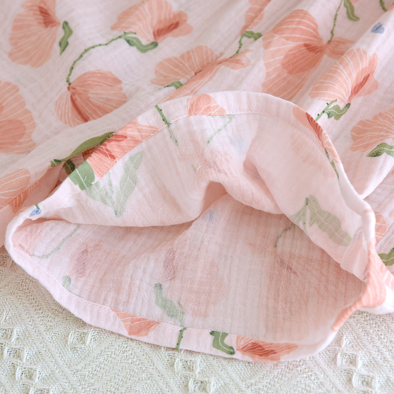 2026 New Summer Women's Pajama Set 100% Cotton Suspenders+Shorts with Chest Pads Two Piece Set of Ladies Flower Home Furnishings