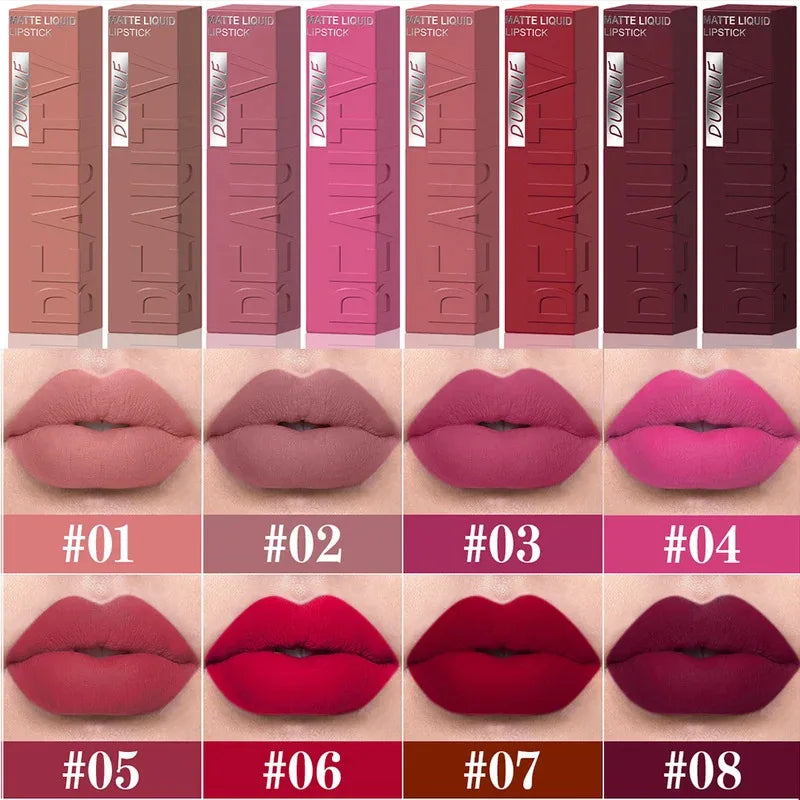 Velvet matte lip gloss matte velvet smooth easy dimensional plumping lipstick -to-apply square tube lip gloss waterproof three
