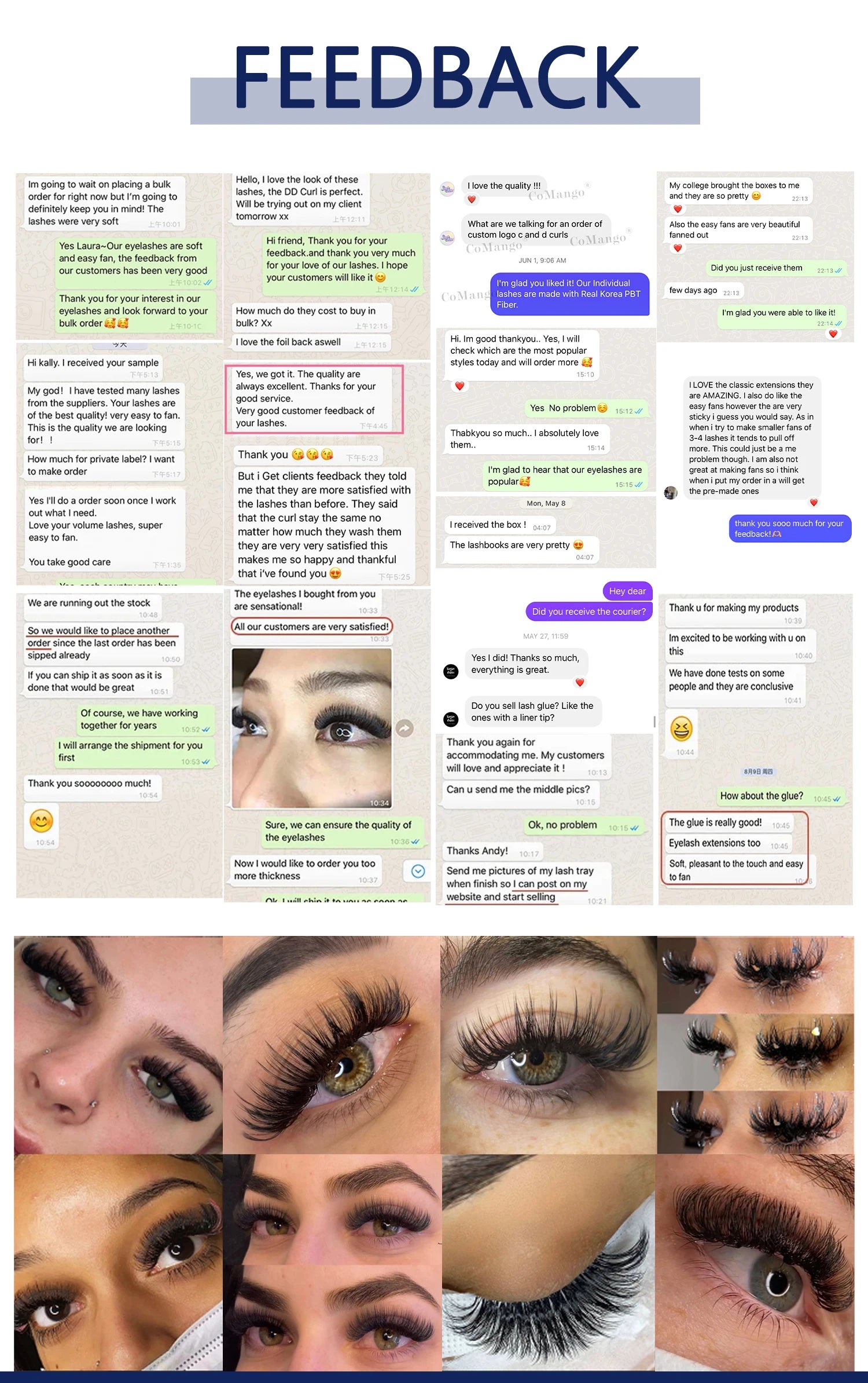 CoMango Narrow 4D W Shaped Russian Volume Eyelashes Extension Premade Fans Lashes Natural Faux Mink Lashes Makeup Products