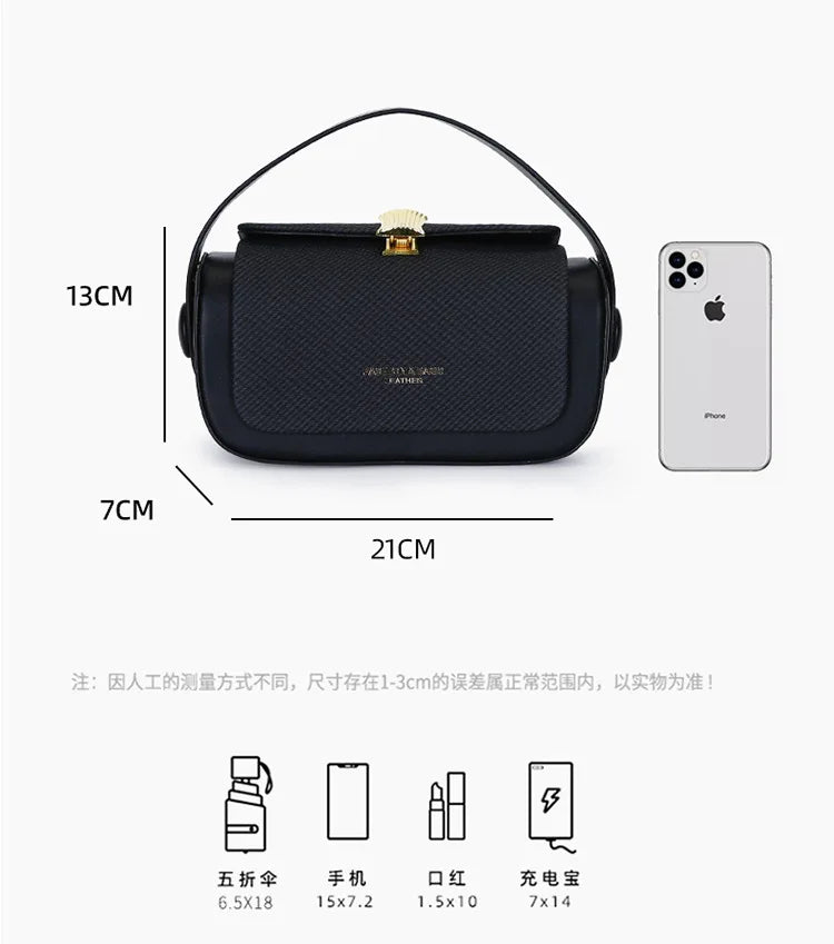 New Simple Fashionable Women's Shoulder Bag Square Box Handbag and Handbag Box-shaped Solid Color Shoulder Bag