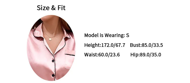 Women Pajamas Sets Spring Short Sleeve Satin Button-Down Top with Pants 2 Piece Pajama Set Sleepwear Pj Set Homewear Loungewear