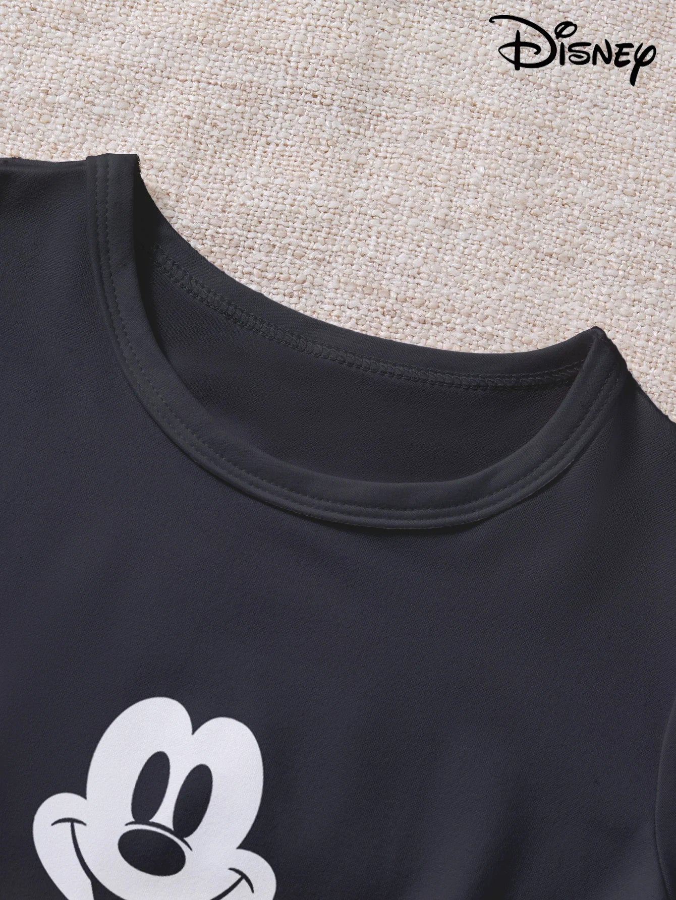 Women's 2-piece Disney Mickey Cute Cartoon Pattern Short sleeved Top and Pants Nightwear Home Clothes
