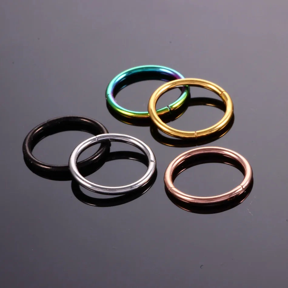 1PC Hinged Segment Nose Hoop Rings Women Surgical Steel Nose Rings Septum Clicker Ring Ear Daith Hoop Earring Piercing Jewelry