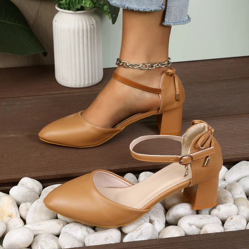 2025 Spring/Summer Hot Sale！Fairy Style Thin-Strap High Heels - Bowknot with Golden Buckle, Comfortable & Versatile