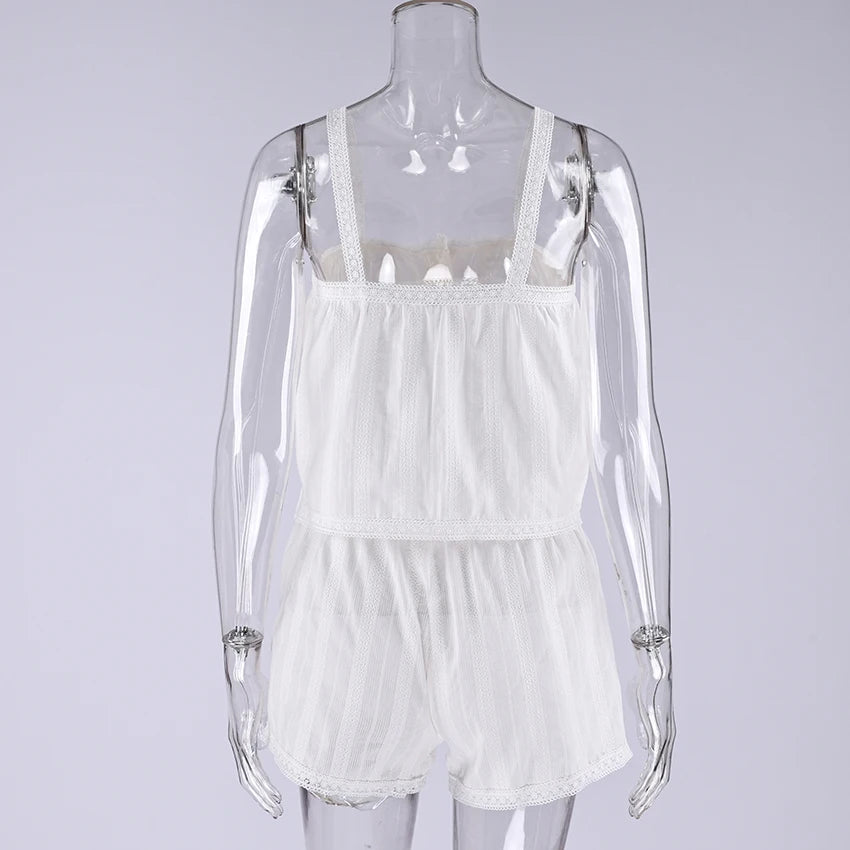 Hiloc Summer Elegant Jacquard Weave Shorts Suits Pajamas Cotton Ruffles White Sleepwear Home Spaghetti Strap Vest Casual Sets