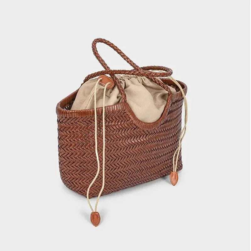 French Hand-woven Women's Tote Bag Large Vegetable Basket Bag With Casual Shopping Woven Inside Bag Shoulder Underarm Tote Bag