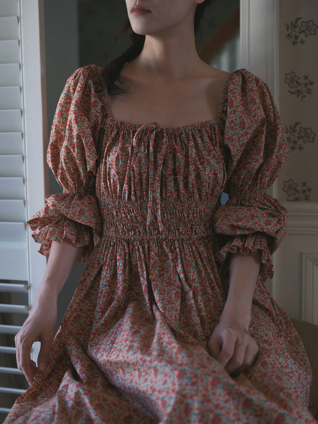 100% Pure Cotton Nightgown Women 2026 New Arrival Spring Summer Vintage Retro Floral Printing Lengthened Nightdress Loungewear