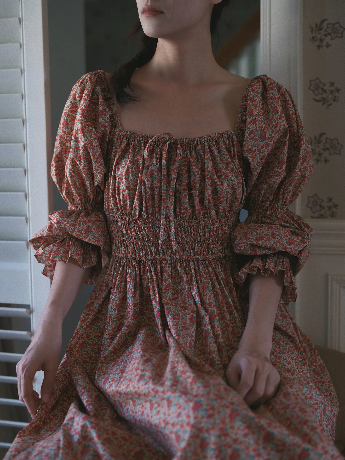 100% Pure Cotton Nightgown Women 2026 New Arrival Spring Summer Vintage Retro Floral Printing Lengthened Nightdress Loungewear