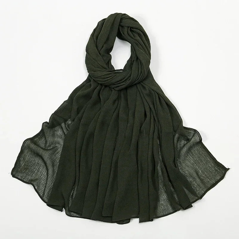 New Crinkle Rayon Hijab Muslim Scarf Women Solid Shawl Big Size Headscarf Islamic Turban Plain Foulard Headband Wrap