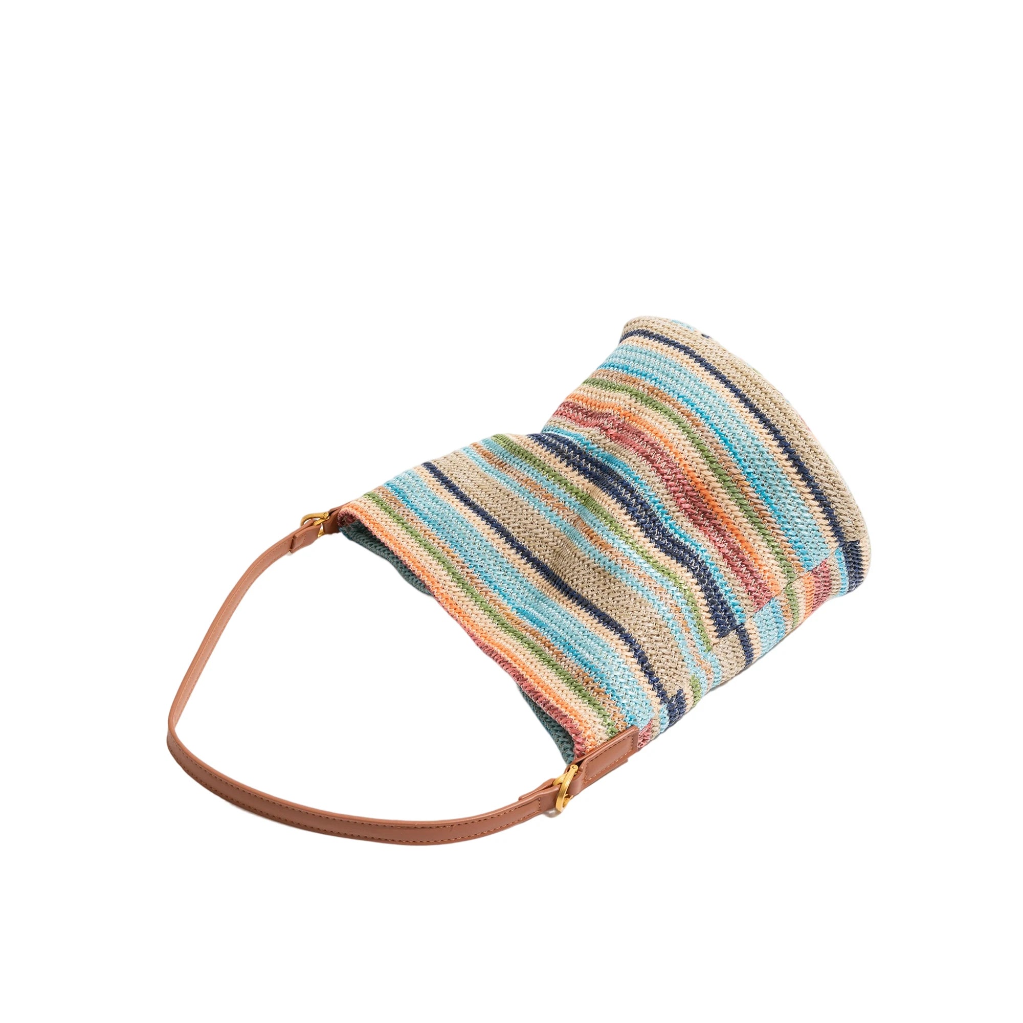 In Stock Colored Striped Tote Bag Leather Top Handle Daily Mobile Phone Wallet Korean Luxury Design Tote Bag Handbag