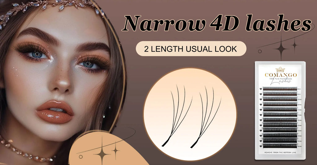 CoMango Narrow 4D W Shaped Russian Volume Eyelashes Extension Premade Fans Lashes Natural Faux Mink Lashes Makeup Products
