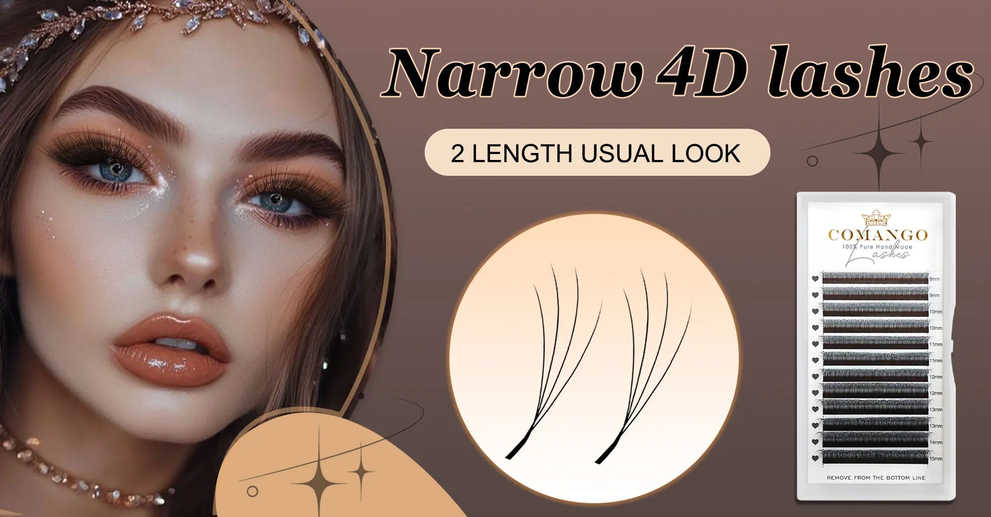 CoMango Narrow 4D W Shaped Russian Volume Eyelashes Extension Premade Fans Lashes Natural Faux Mink Lashes Makeup Products