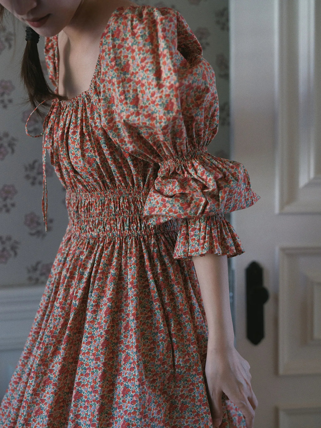 100% Pure Cotton Nightgown Women 2026 New Arrival Spring Summer Vintage Retro Floral Printing Lengthened Nightdress Loungewear
