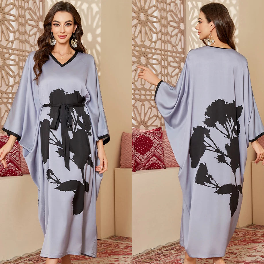 Oversize Long Nightgown Home Dress Sleepwear Female Nightdress Lounge Wear Casual Bat Sleeve Bikini Robe Dress Ice Silk Homewear