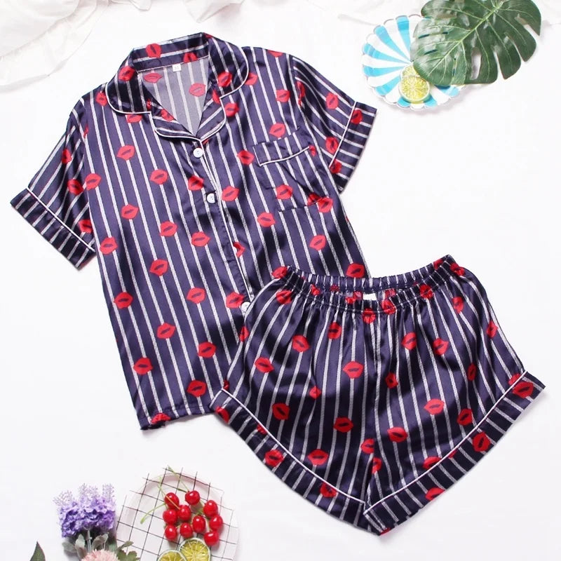 Spring Autumn pajama women Silk Satin pajamas set Long sleeve Shirt with Trouser Sleepwear Loungewear Female Pyjamas Suits Mujer
