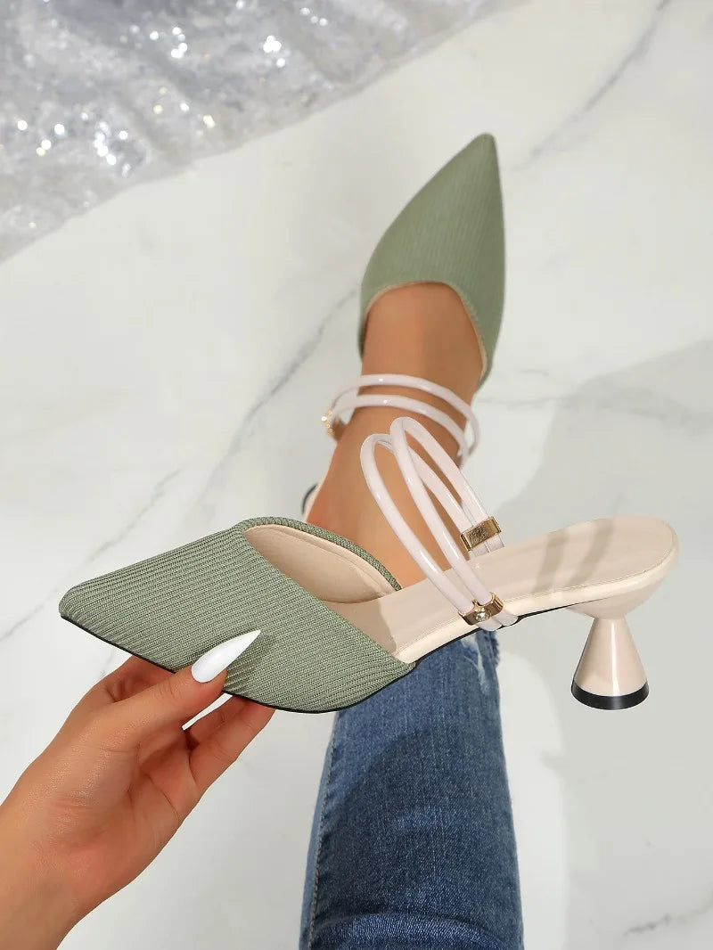 2025 Plus Size Women's Shoes Closed Toe Women's Slippers Elegant Dress Slippers Women Pointed Toe High Heels Modern Sandals