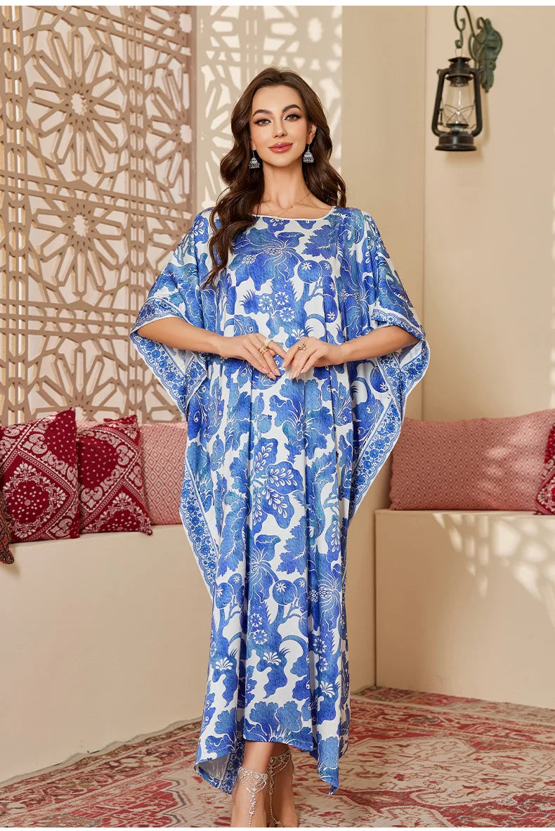 Oversize Female Long Nightgonw Sleep Dress Print Flower Satin Nightwear Home Clothes Spring Summer New Loose Bathrobe Loungewear