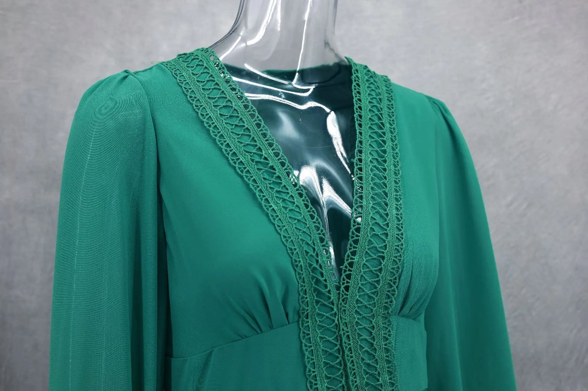 Elegant Womens Maxi Dress Ruffles Long Sleeve Hollow Out Evening Dresses Party Chic Robe Green Blue Purple New In Holiday Summer