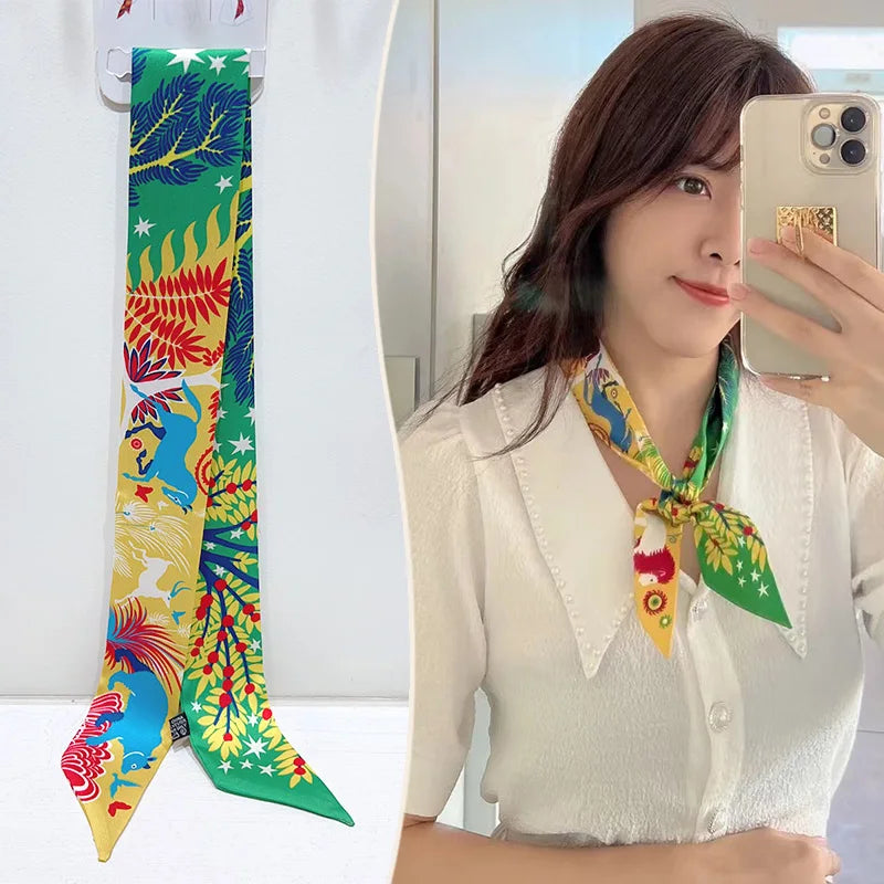 New 2025 simulated silk wrapped bag strap bag handle silk scarf tied bag ribbon decorative small streamer