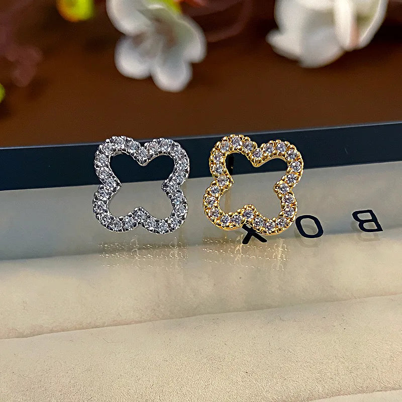 New Simple Hollow Four Leaf Clover Earrings for Women 2025 Trend Jewelry Gift for Her